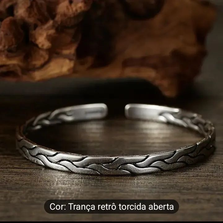 Pulseira Masculina de Prata 925 - Trança Retrô Torcida