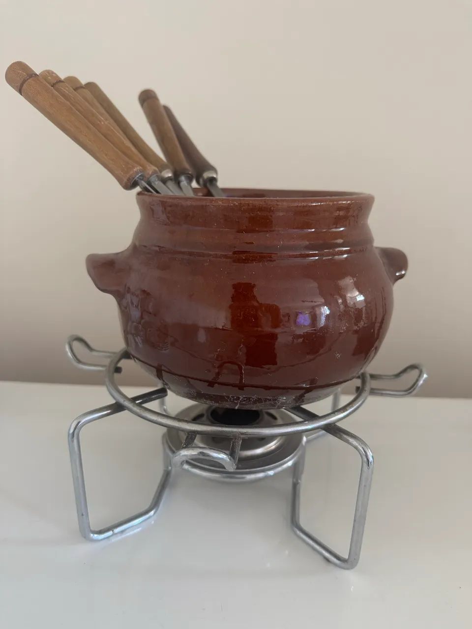 Panela de fondue com réchaud 
