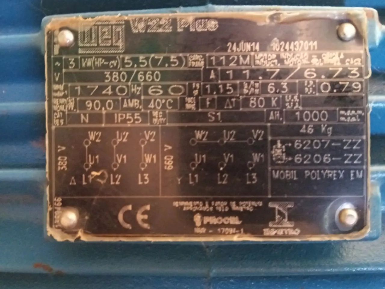 Motor elétrico 7.5 cv 380/660 Volts WEG W-22 PLUS - Foto 2