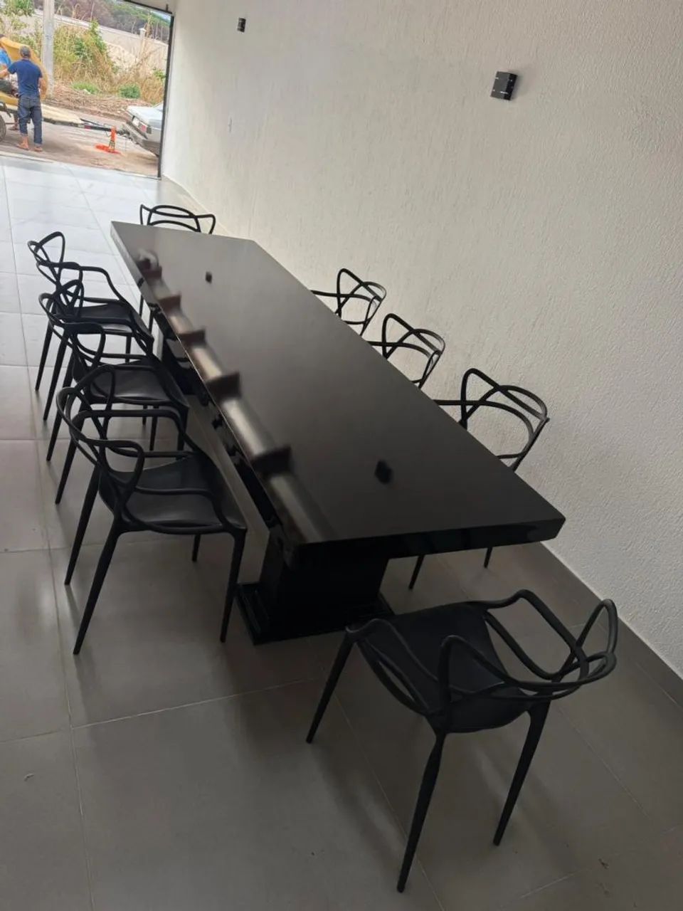 Mesa pedra de ardósia pintada 