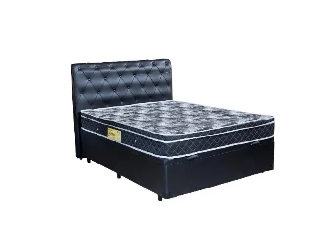 cama baú colchão de molas e cabeceira casal