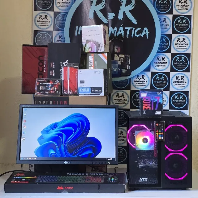 CPU Gamer Core i7 RGB, 16GB, SSD-NVME e Monitor