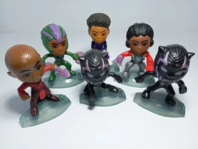 bonecos mc donalds marvel pantera negra coleção kit com 6 figuras de ação colecionáveis