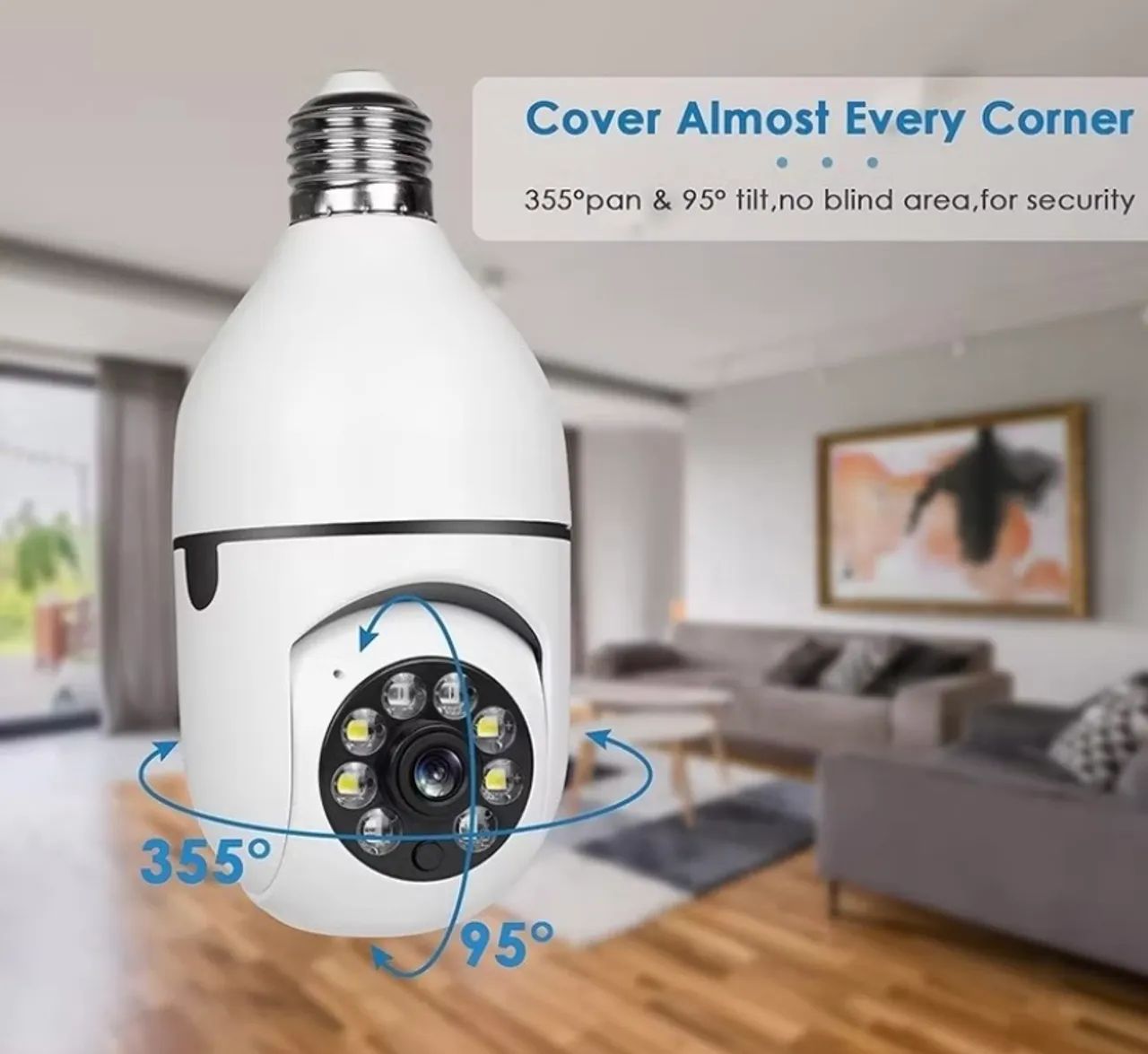 Câmera Lâmpada 1080P com Wi-Fi e Visão 360º - Foto 4