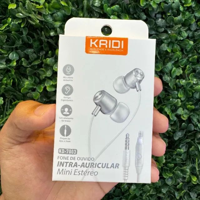 Fone Kaidi com microfone integrado e cancelamento de ruídos 