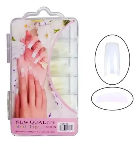 Tips Unhas Postiças Sorriso Transparente Leitosa 100unidades - leitosa