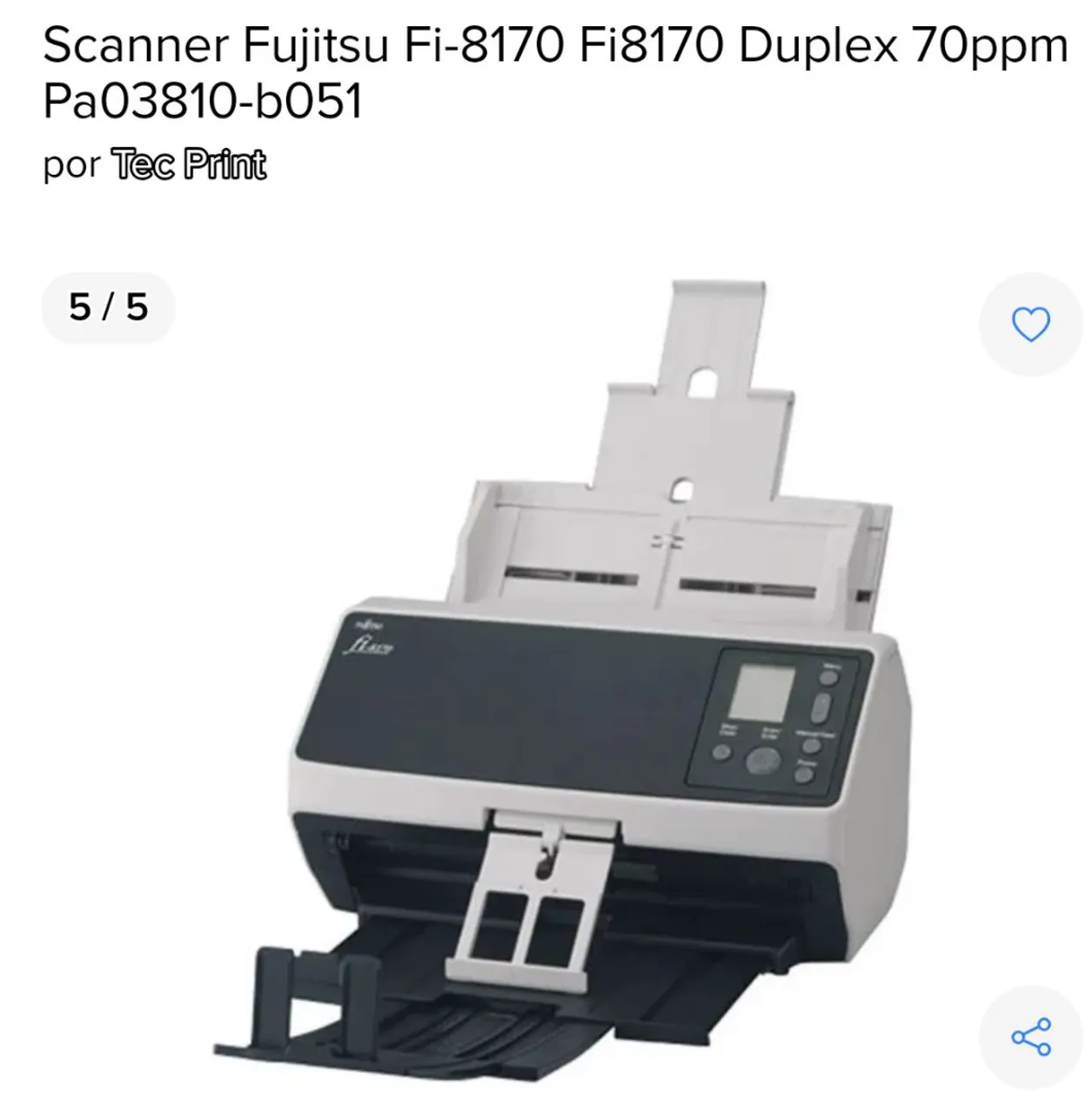 Scanner Fujitsu Fi-8170 Fi8170 Duplex 70ppm