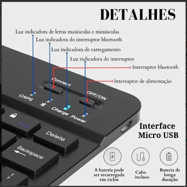 Kit teclado e mouse bluetooth 5.2, pc, iPhone, Android! - Foto 3
