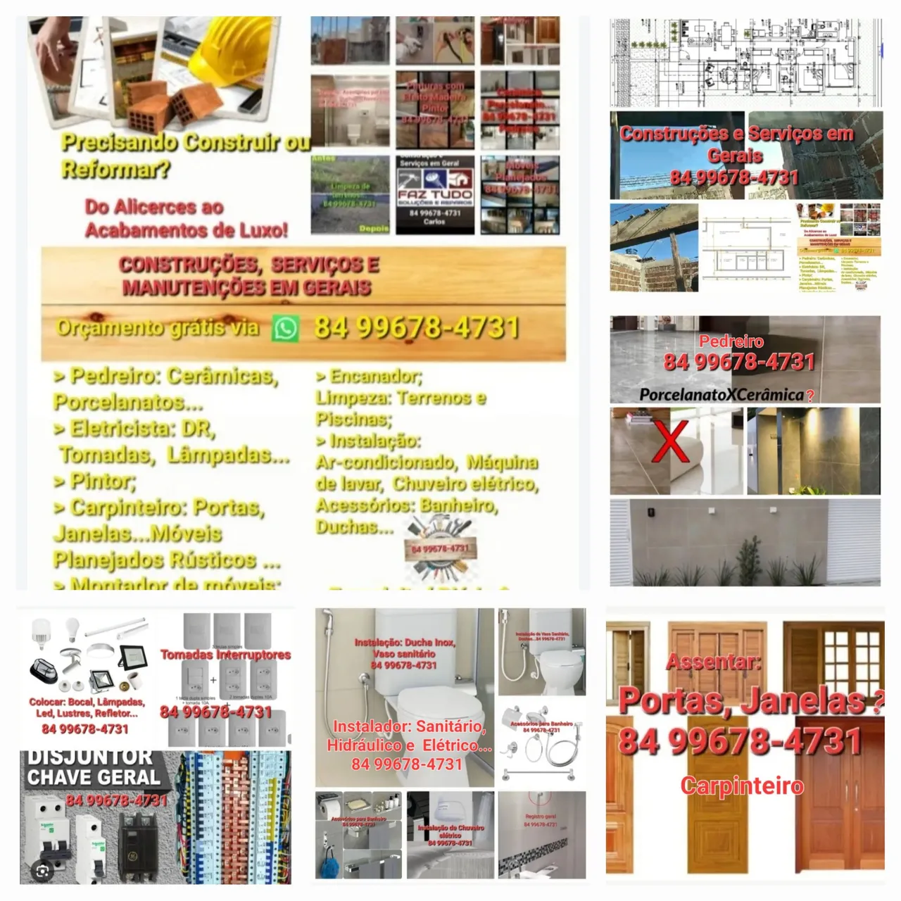 Pedreiro,  Pintor,  Eletricista, Instalador,  Carpinteiro, Parnamirim 