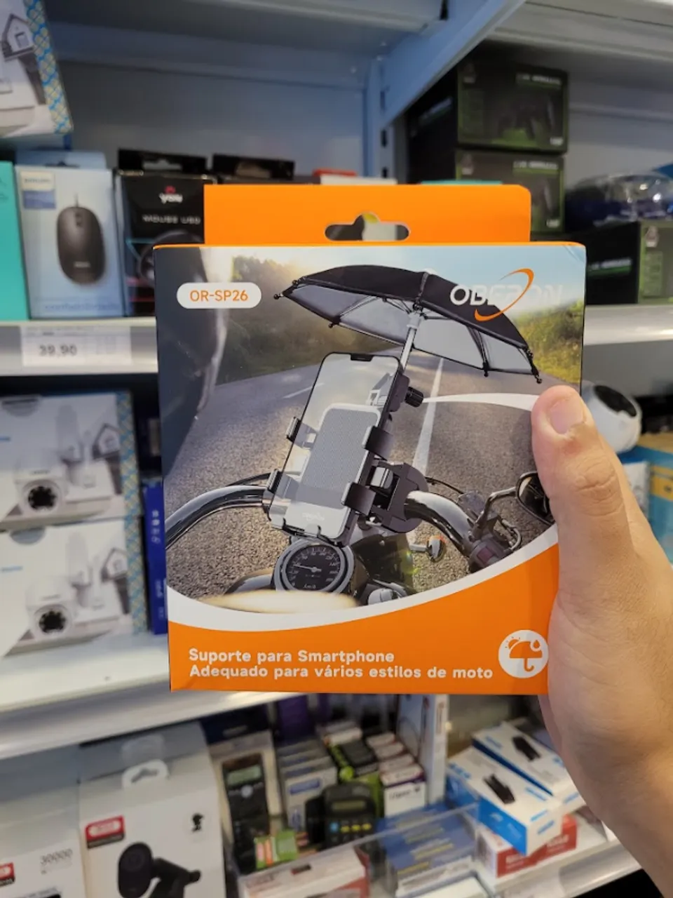 Suporte de Celular para Moto e Bicicleta com Proteção (Guidão) OR-SP26 - Oberon