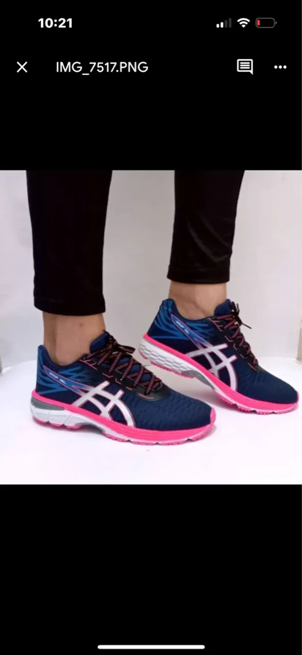 Tênis Asics Azul com detalhes em rosa