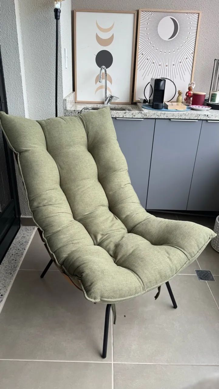 Poltrona costela de Adão linho verde 