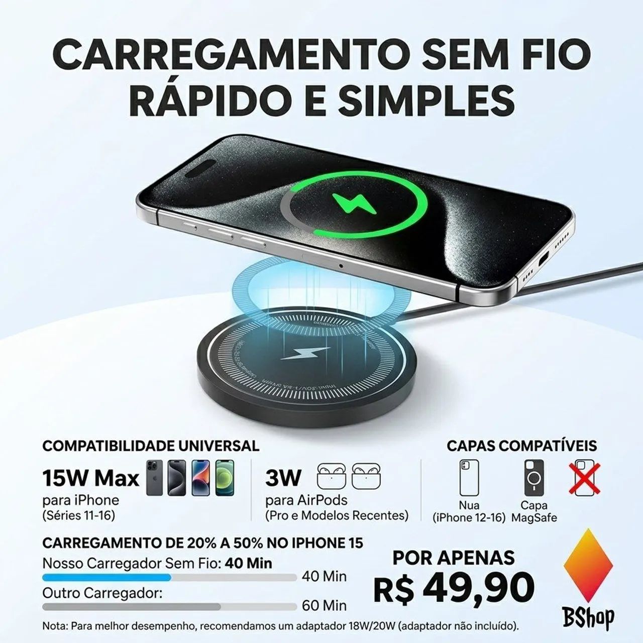 Carregador indução 15w 