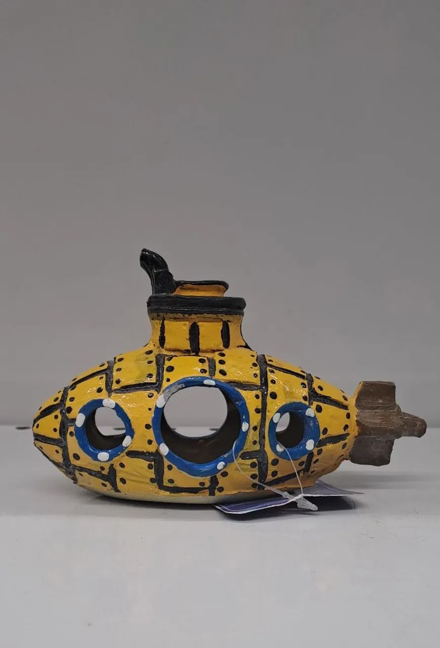 Enfeite para Aquário Submarino Amarelo Decorativo