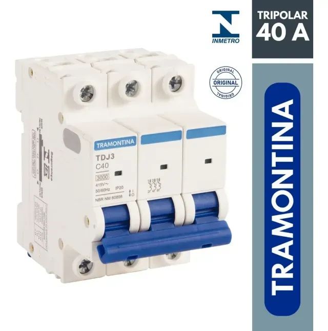 Disjuntor Tripolar Tramontina 40a Din Curva C 1