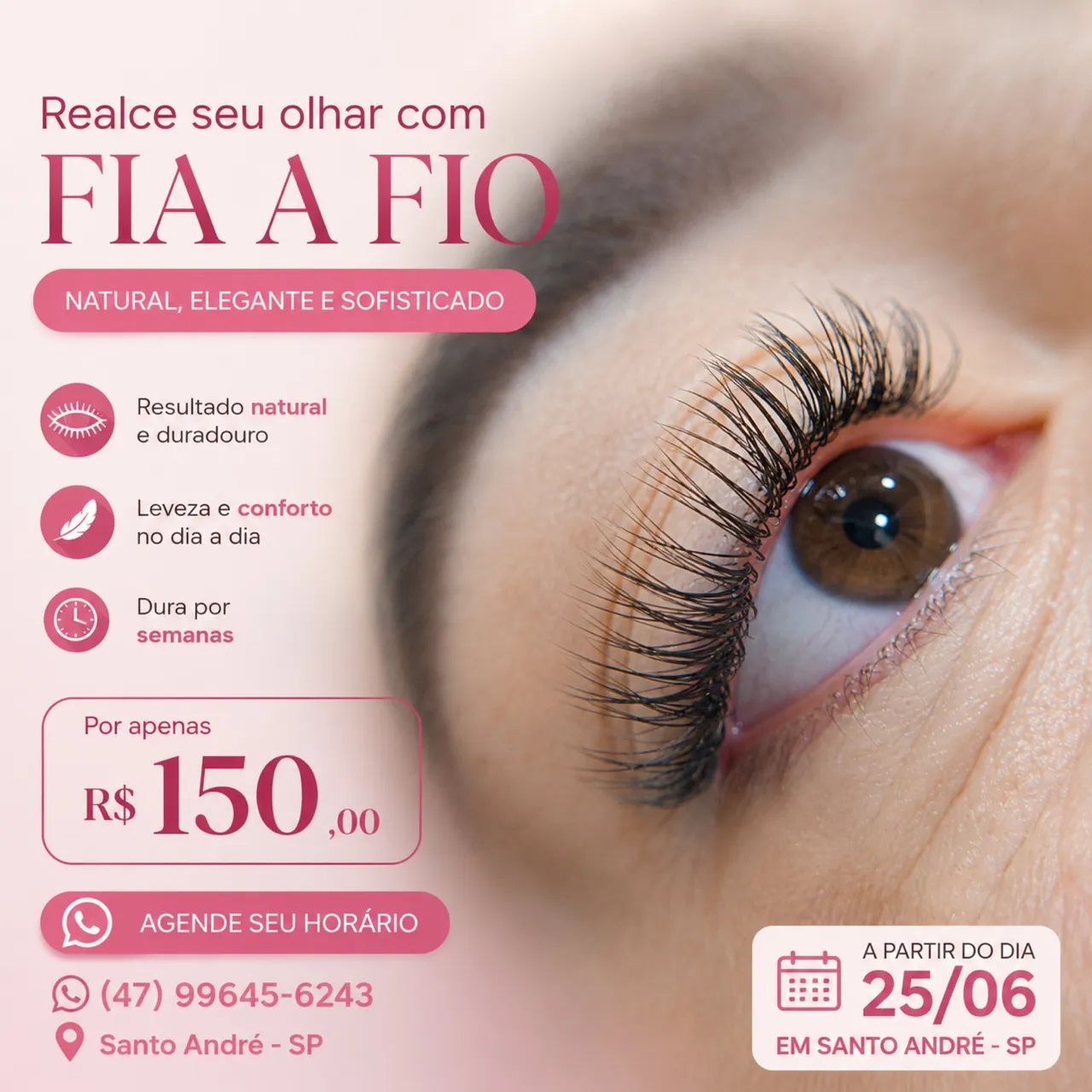 Extensão de cílios fio a fio 