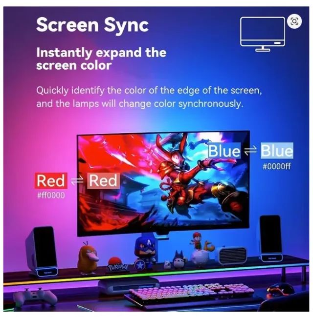 backlight rgb inteligente sincronizacao para monitor 34 polegadas  - Foto 4
