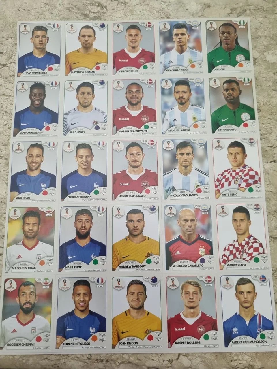 Figurinhas copa 2018, kit de atualiz.25 fig.