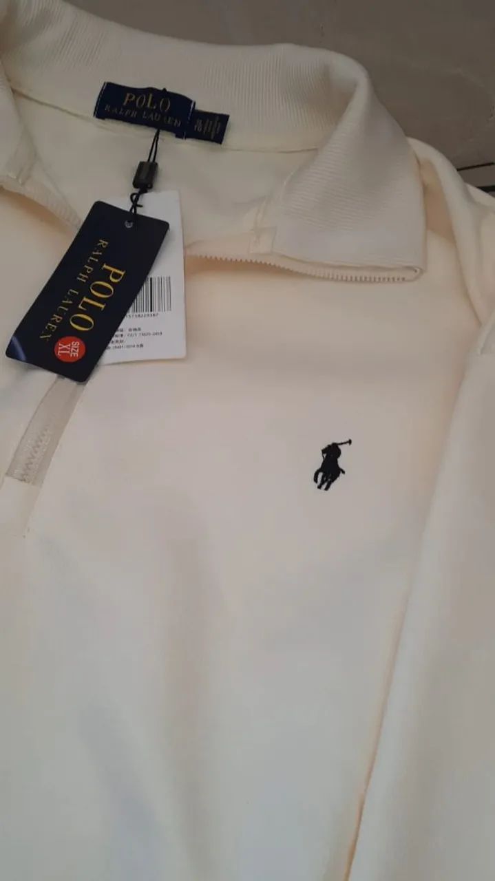 Blusa polo ralph lauren branca quarter ziper original - Roupas