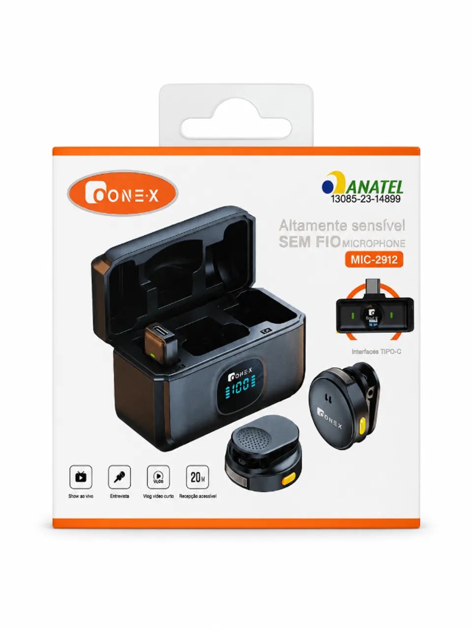 Microfone LAPELA Sem Fio MIC-2912 USB-C para Celular - Foto 3