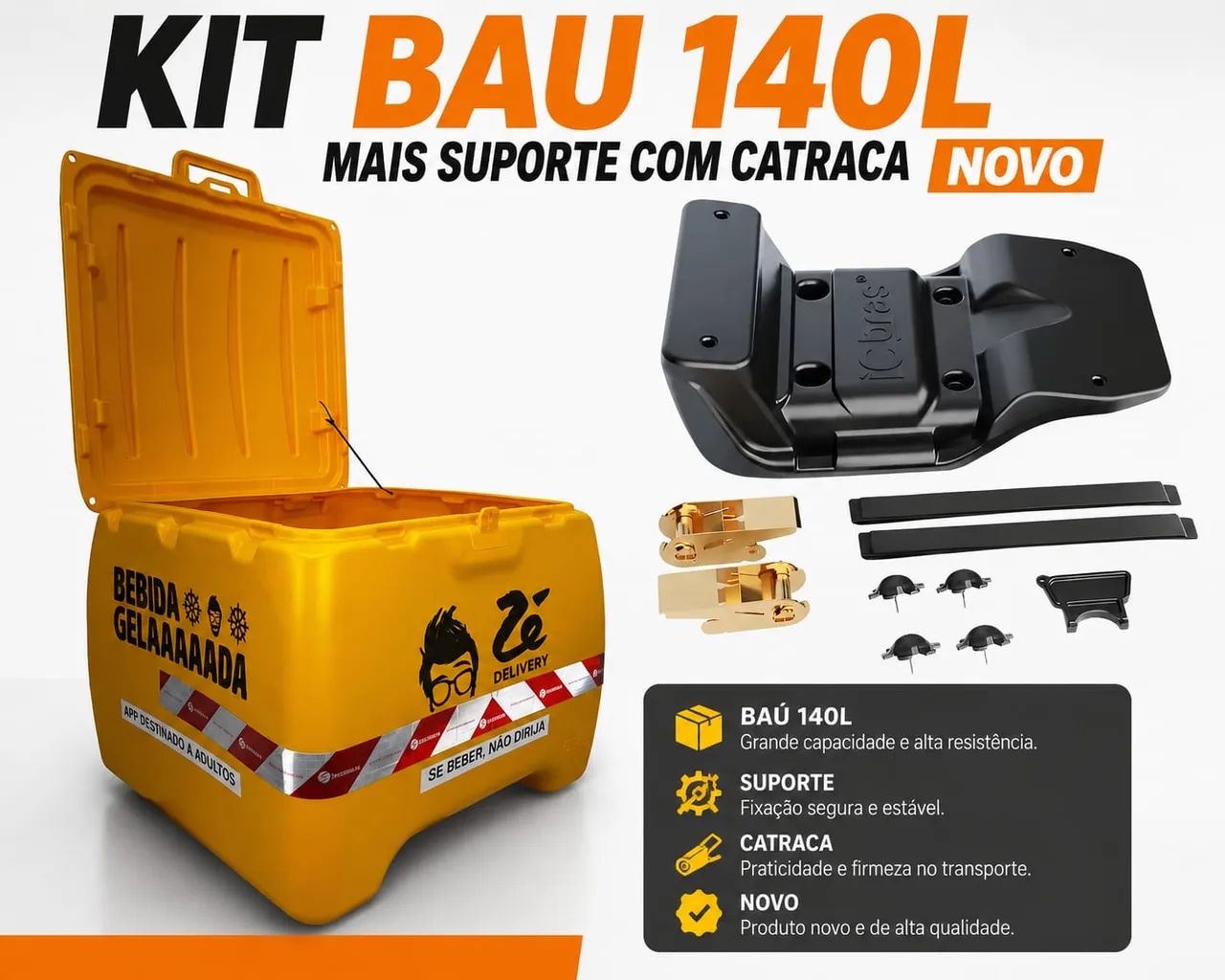 BAU MOTO 140L COM SUPORTE DE CATRACA ( PARCELO NO CARTAO )  - Foto 2