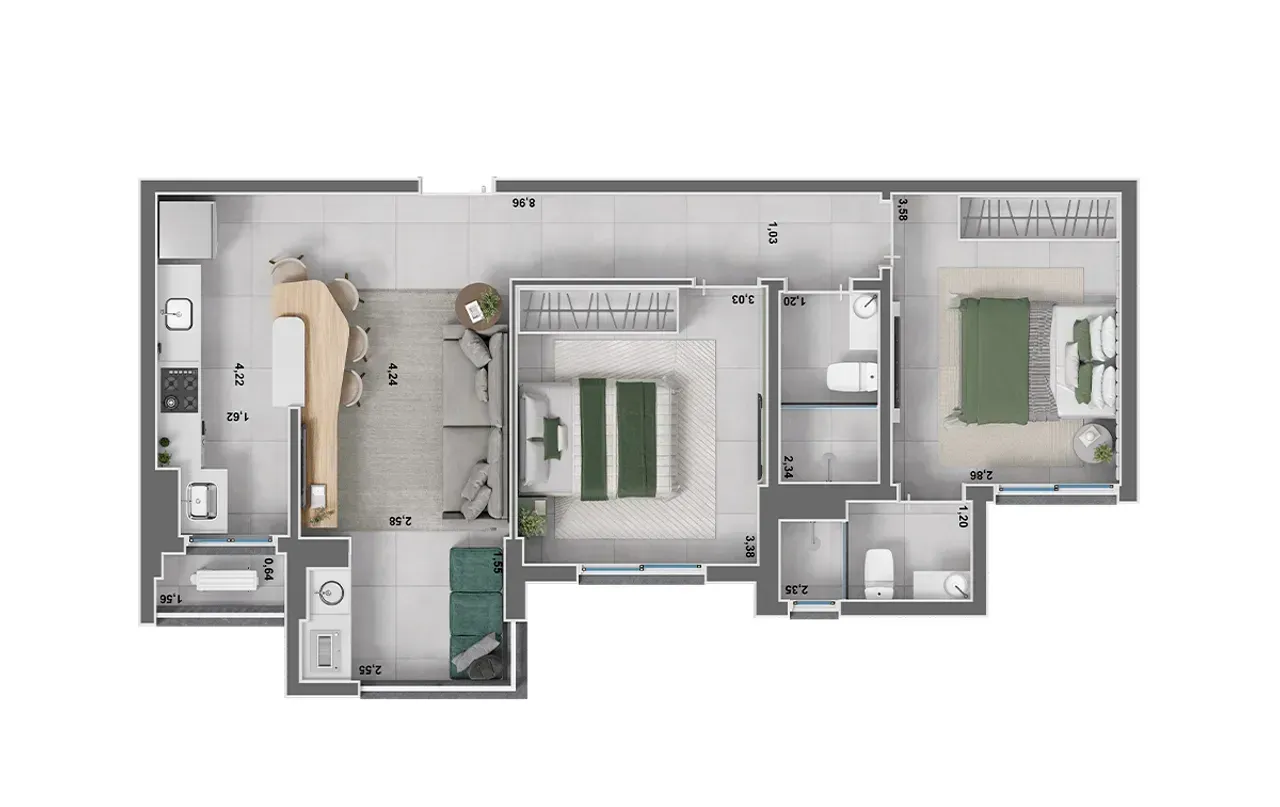PLANTA 65m²