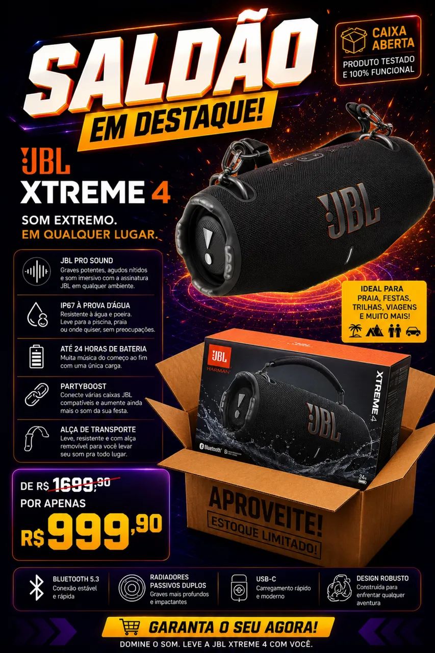 Caixa de Som JBL Xtreme 4 Novo