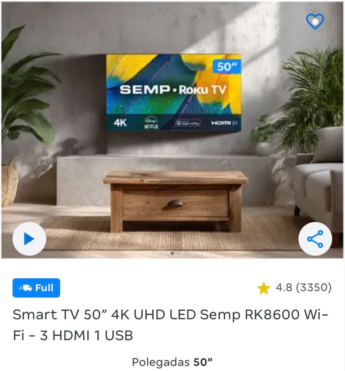 Smart TV 50" 4K UHD LED Semp RK8600 WiFi - 3 HDMI 1 USB - Foto 3