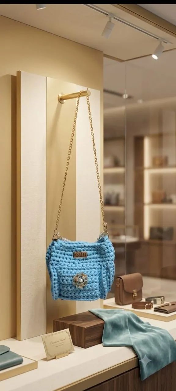 Mini Bolsa Expansível Azul Água 