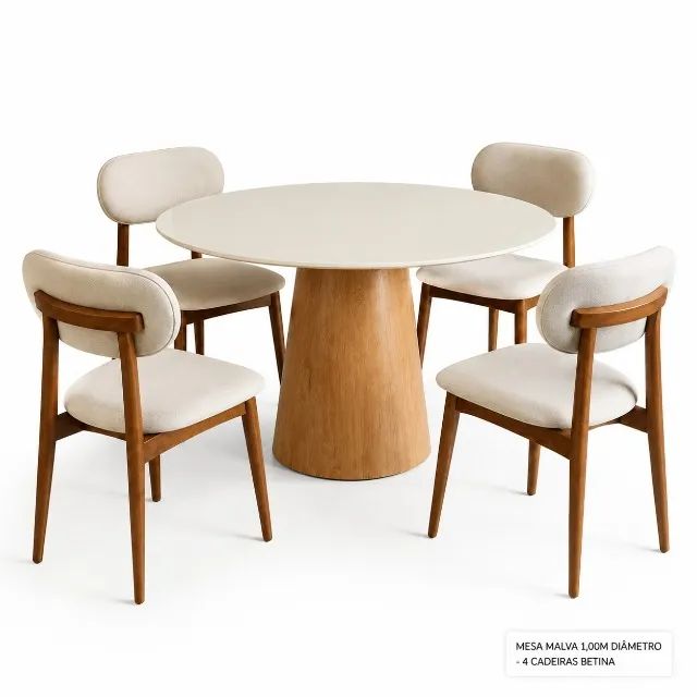 Mesa de Jantar redonda 1,20cm com 4 cqadeiras