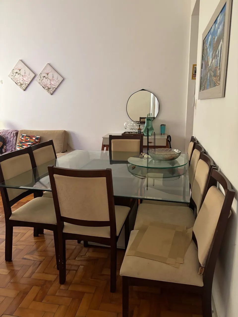Mesa tampo de vidro