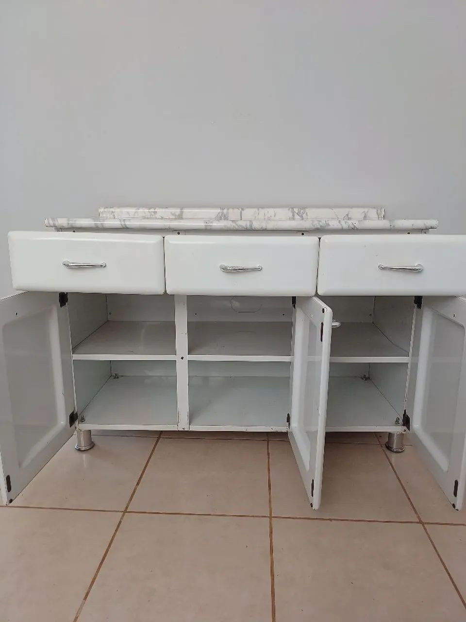 Balcão de cozinha metálico branco65082883261313124