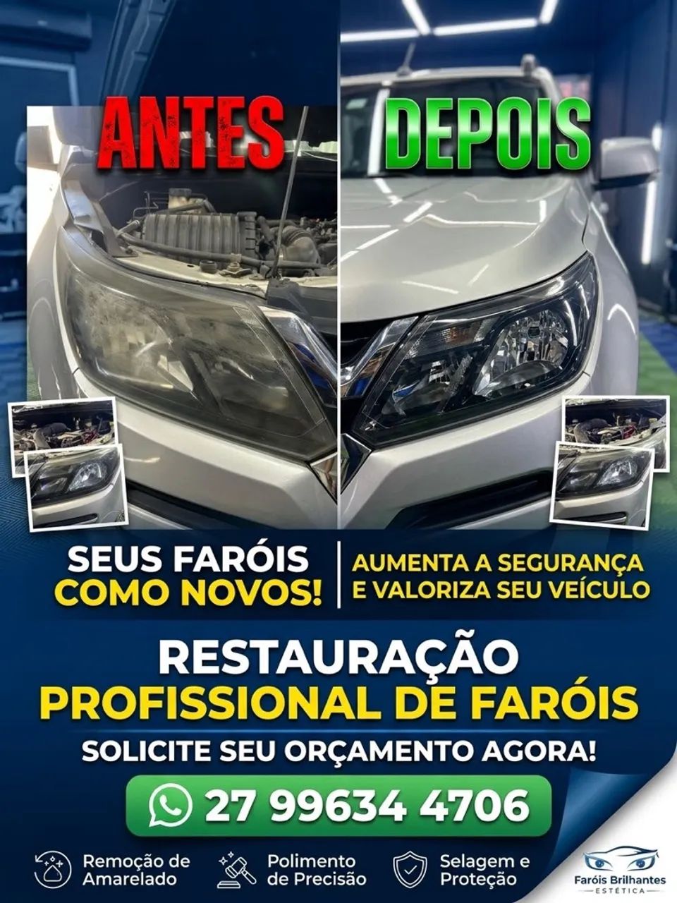 Restauração Faróis carro e moto - Foto 4