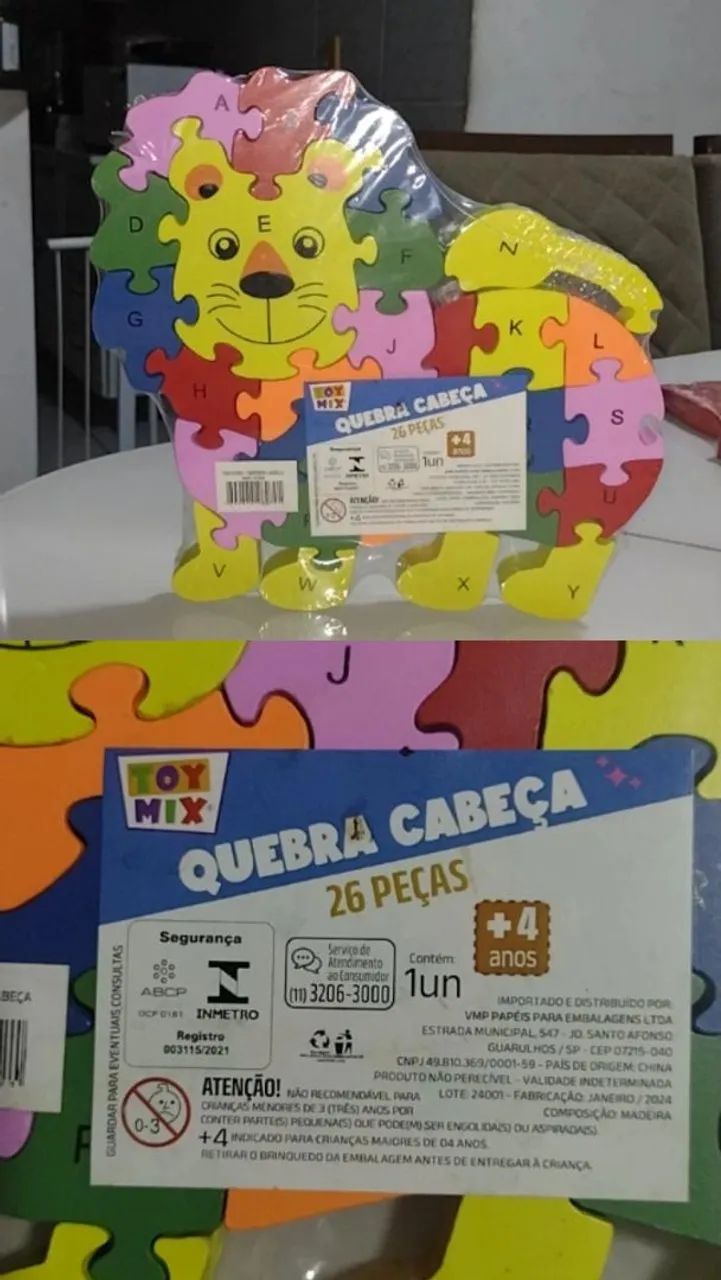 Quebra-cabeça pedagógico - letras e números 