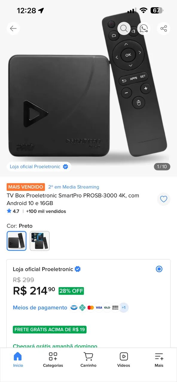 Tv box smartpro proeletronic 4k NOVO - Foto 4