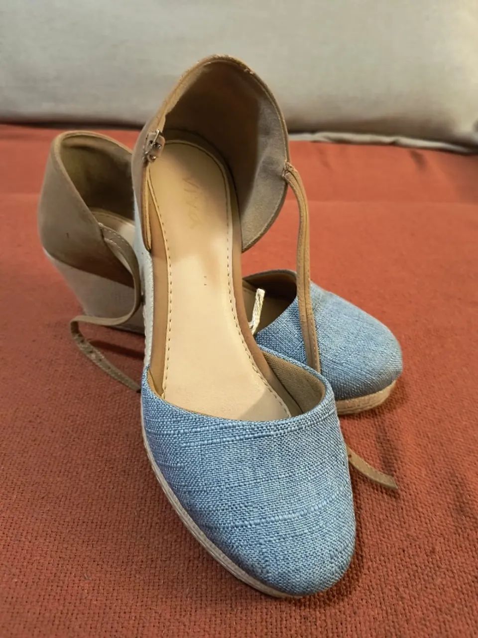 Sapato Anabela Jeans e Nude - Nº 36  - Foto 2