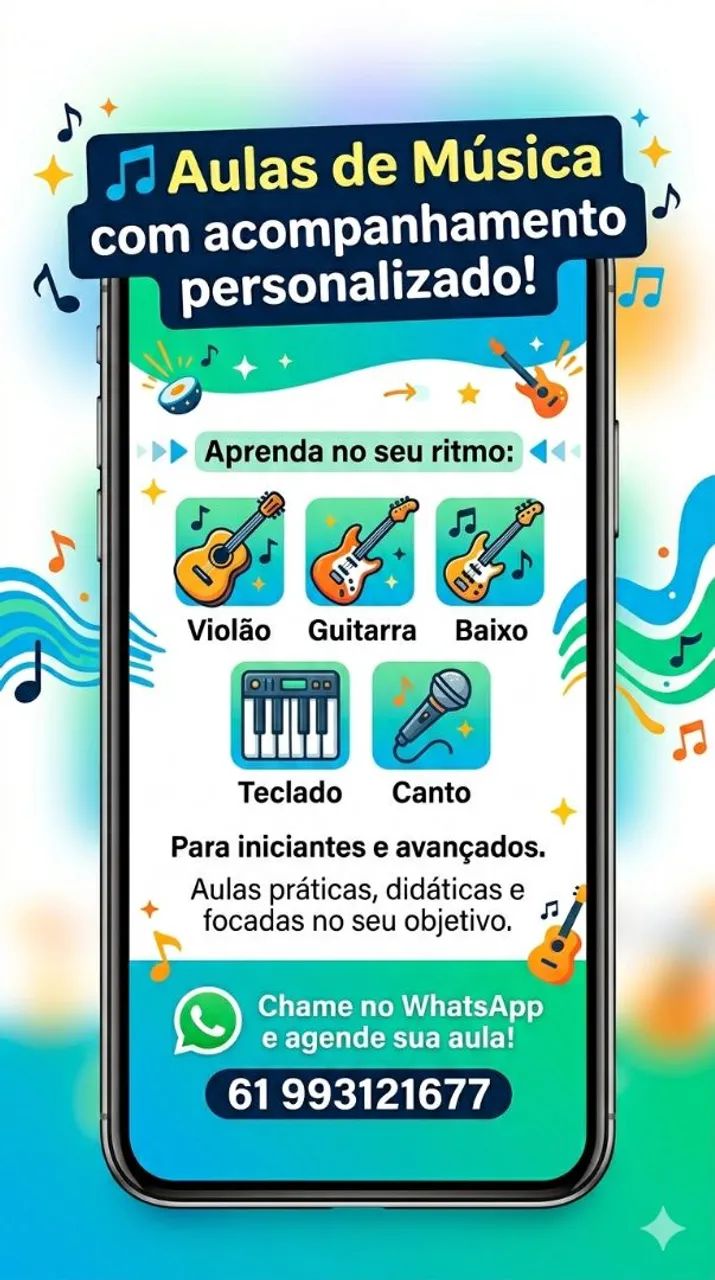 Aulas de Música com acompanhamento personalizado!