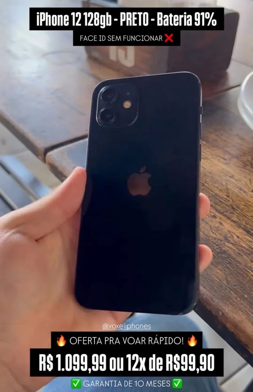 iPhone 12 128gb - PRETO - Bateria 91%