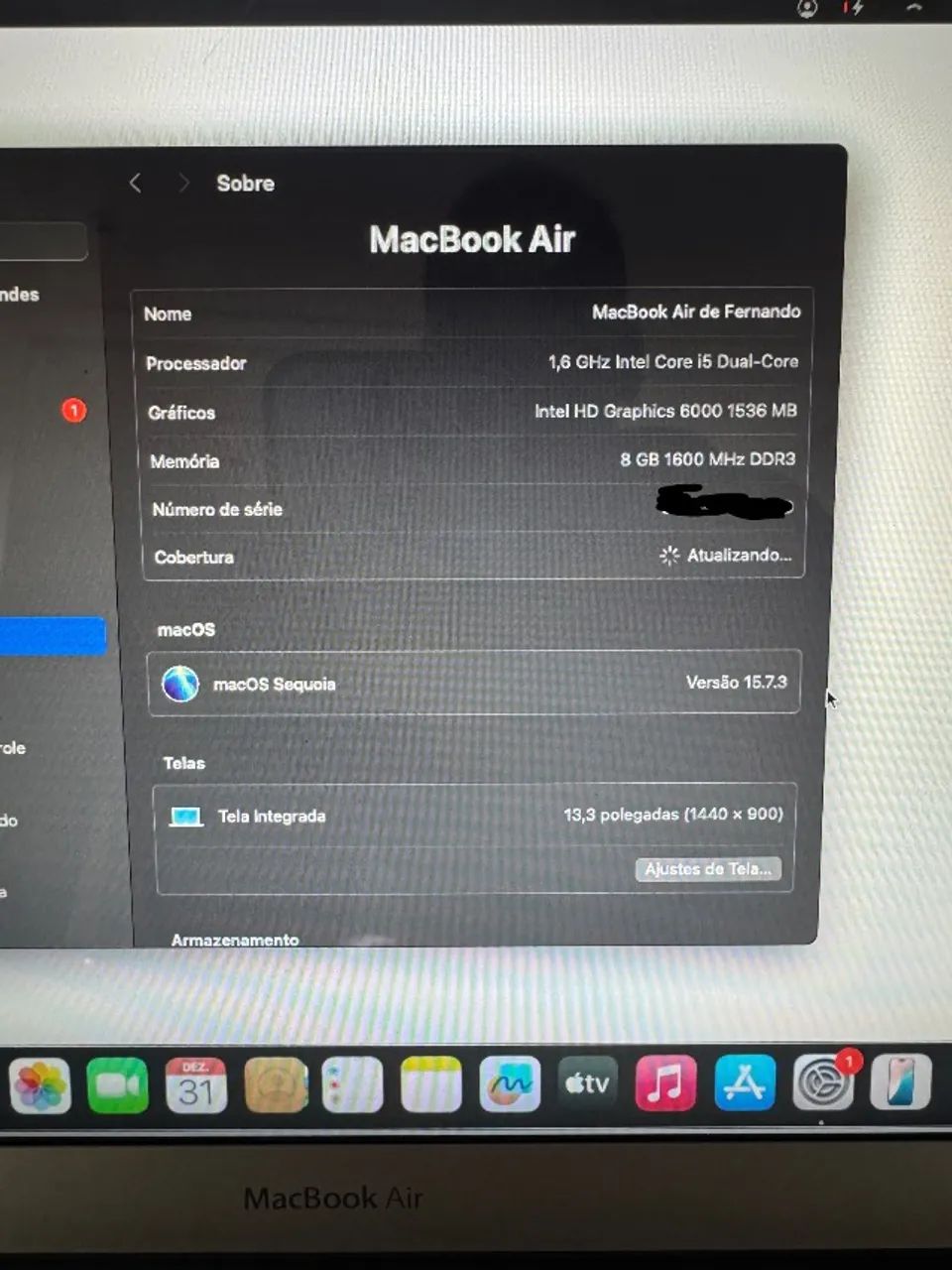 MacBook Air 13" Ano 2015 - Core i5 1.6GHz / 8 Gb RAM / 128Gb SSD - Foto 2