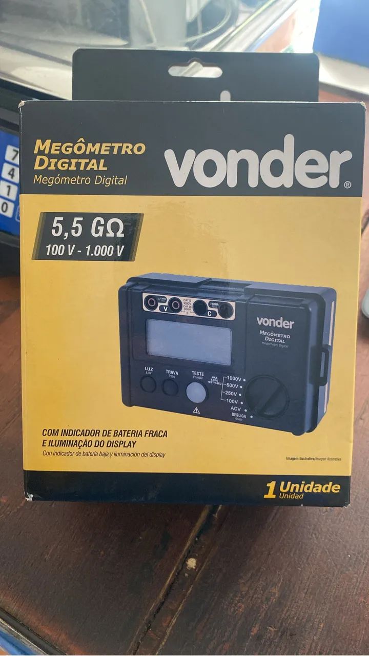 Megômetro digital 5.5g 100v-1000v - vonder