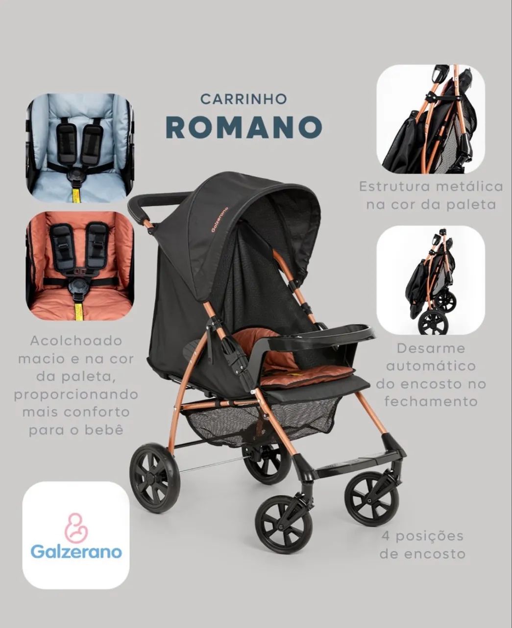 Carrinho de bebê LUXO GALZERANO Gold - Foto 2