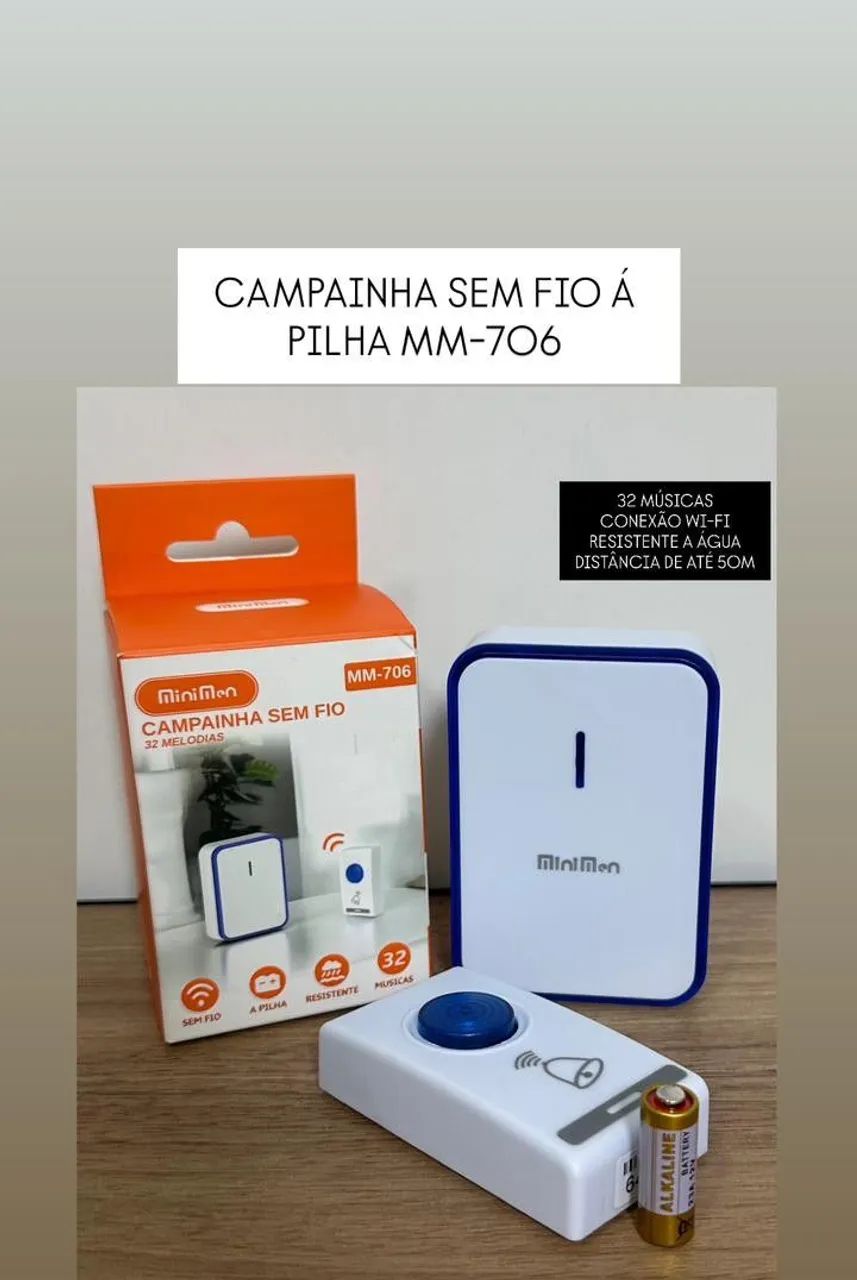 Campainha sem fio a pilha 