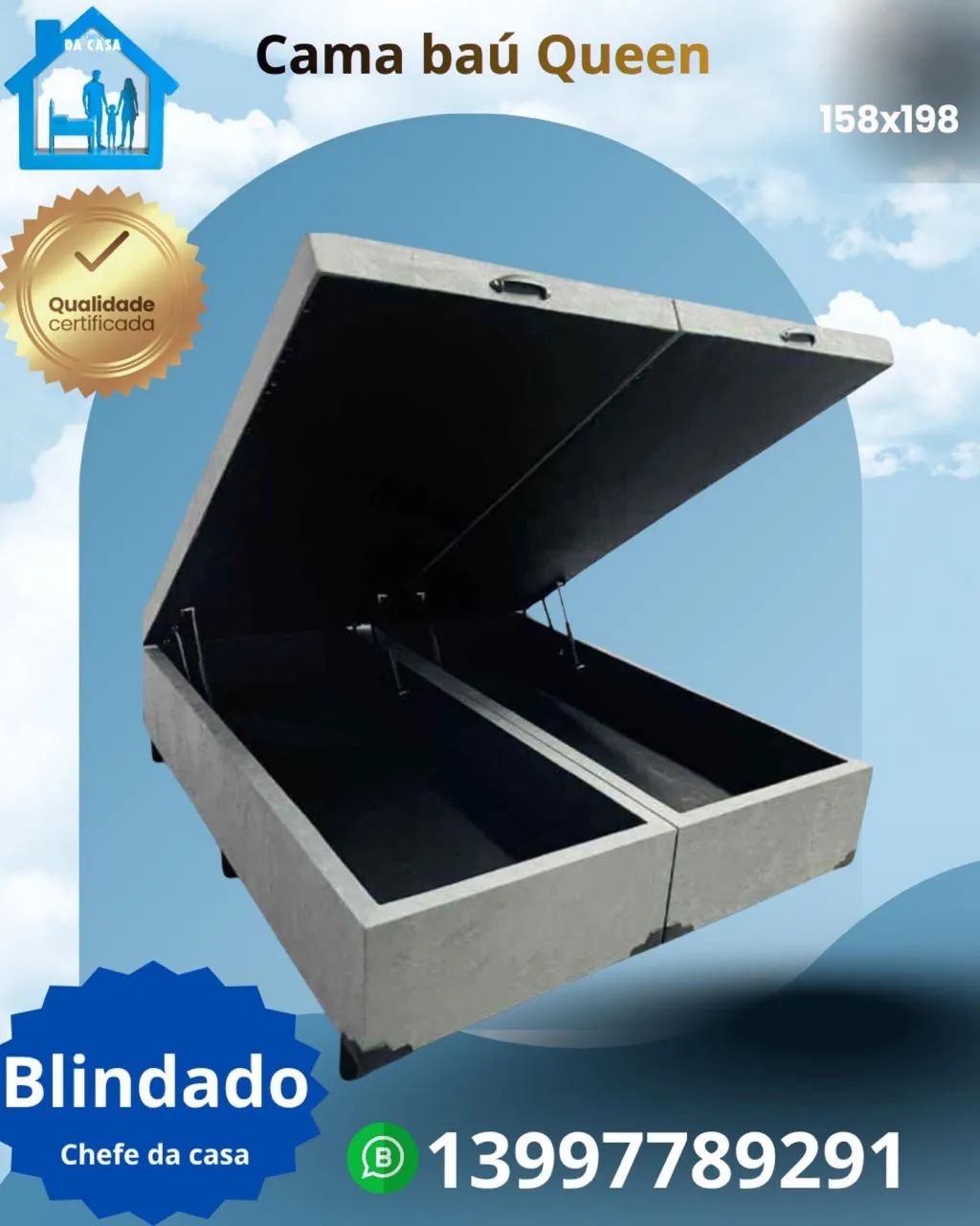 Cama baú bipartido casal