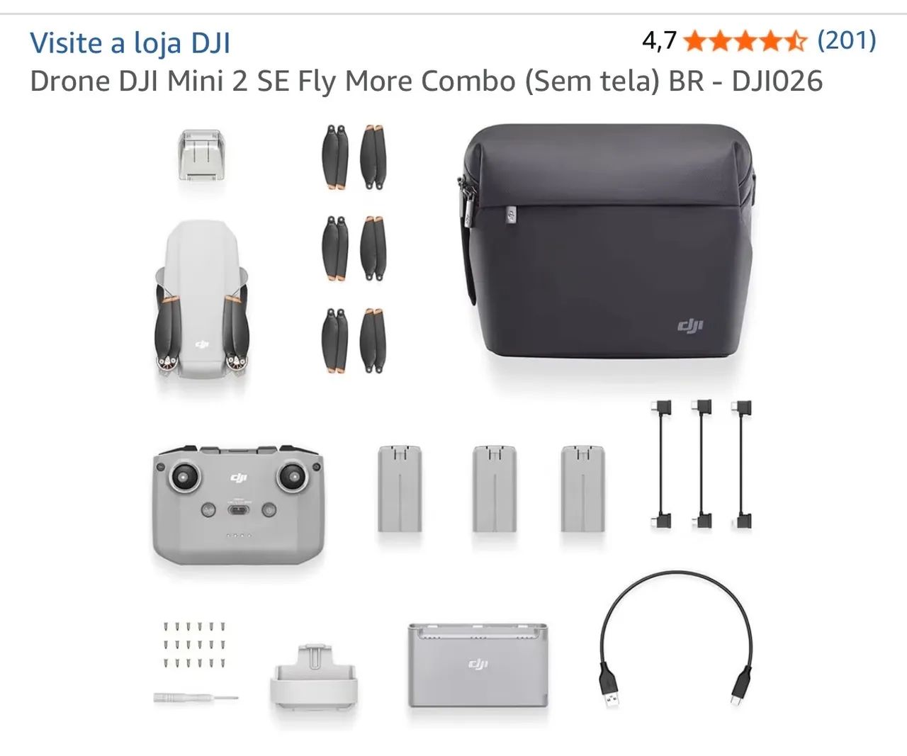 Drone DJI Mini 2 SE Fly More Combo (Controle sem tela) - DJI026 