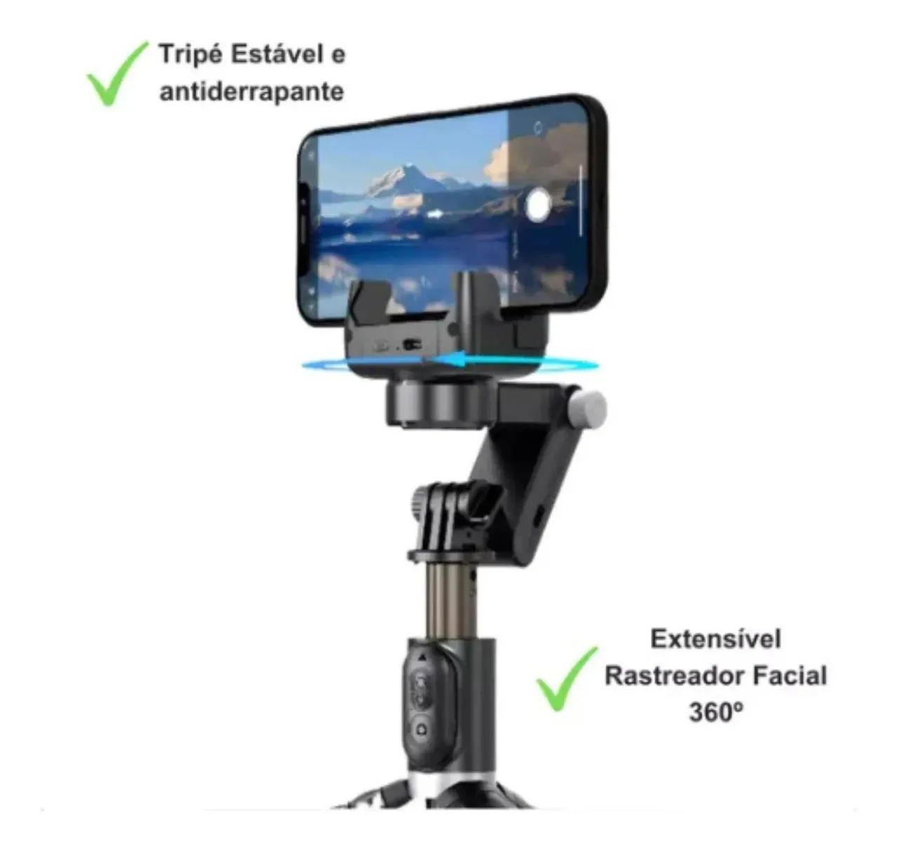 Guimbal Celular Profissional + Tripé 80cm Retrátil Luz Led - Foto 4