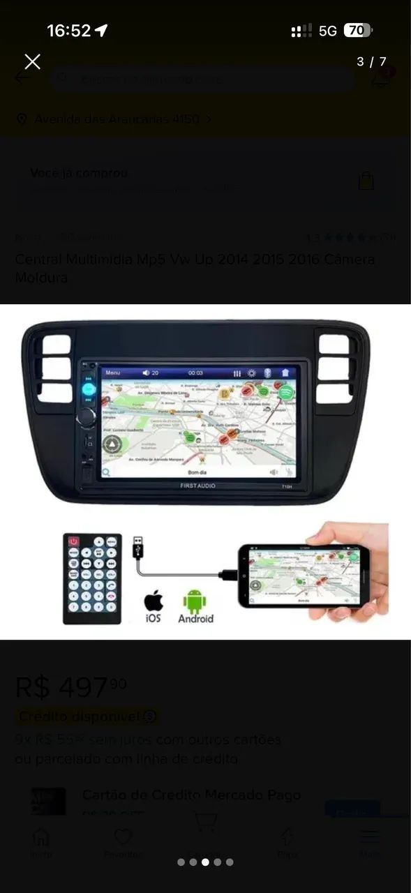 Central Multimídia MP5 VW UP 2014/2015/2016, Câmera e Molduras - Foto 2