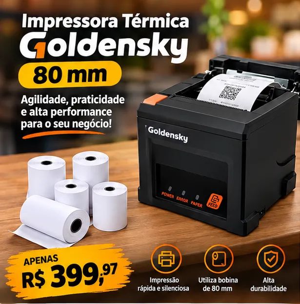 Impressora Térmica 80mm para cupons e impressão geral com 5 bobinas