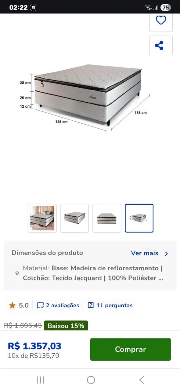 Cama box casal marca Helen malta semi nova  - Foto 4