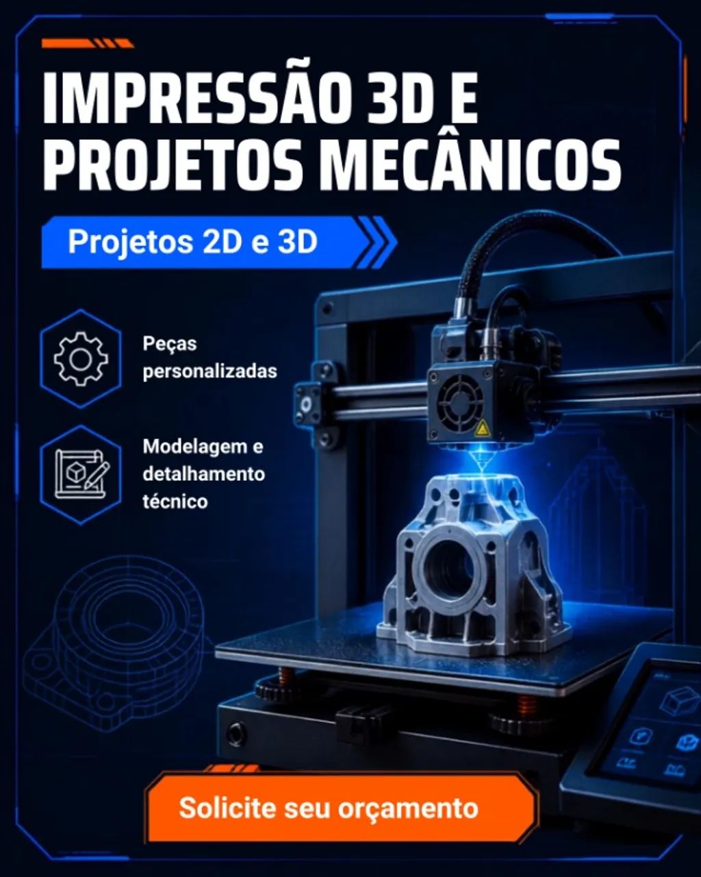 Projetos Mecânicos 3D e Detalhamento Técnico 2D + Impressão 3D | Modelagem CAD - Foto 2
