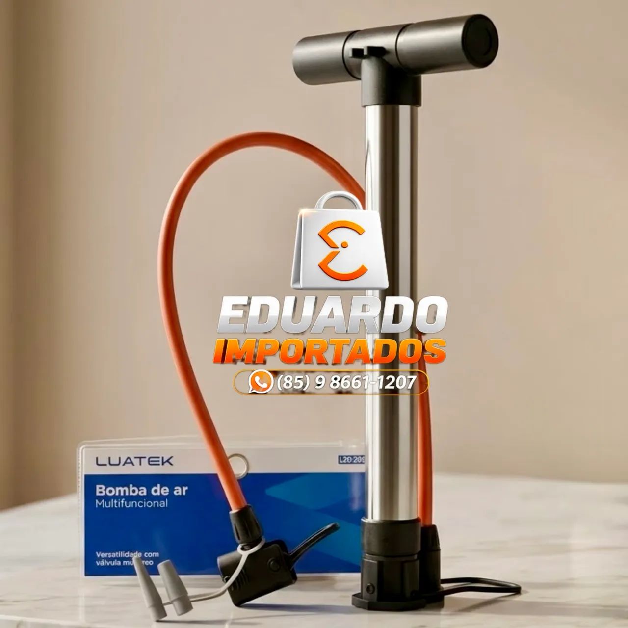 Bomba de Ar Manual Multifuncional Luatek - Para Bicicleta, Pneus e Bolas 